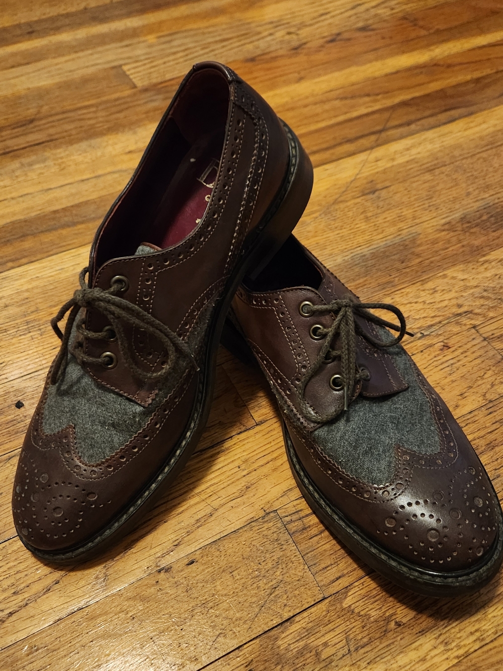 Di Mella Napoli - Two-Tone Brown & Gray Wingtip - Size 9M - Picture 4 of 6